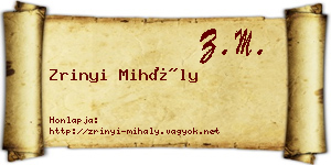 Zrinyi Mihály névjegykártya