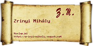 Zrinyi Mihály névjegykártya
